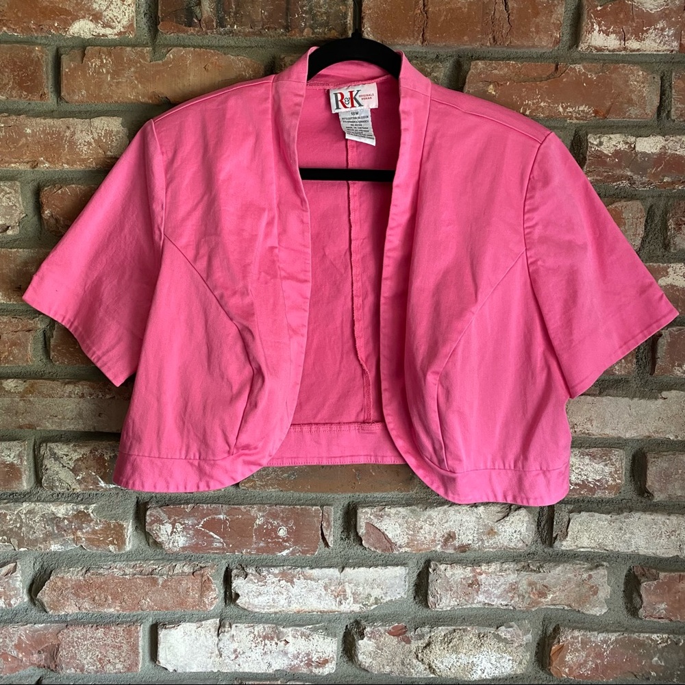 Hot Pink Vintage Bolero Cropped Blazer Shrug Y2K